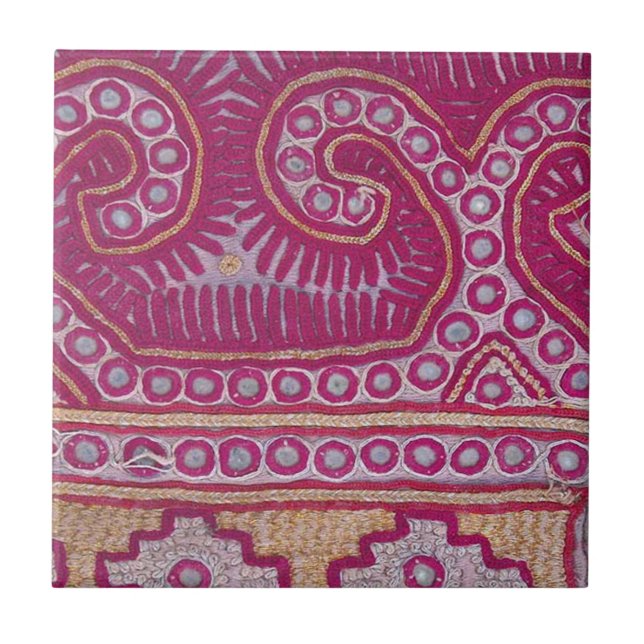 Azulejo De Cerámica Remanente Afghani 2 de la materia textil de la (Frente)