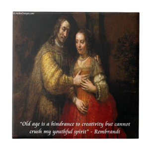 Azulejo De Cerámica Rembrandt "La novia judía" & Frase famosa