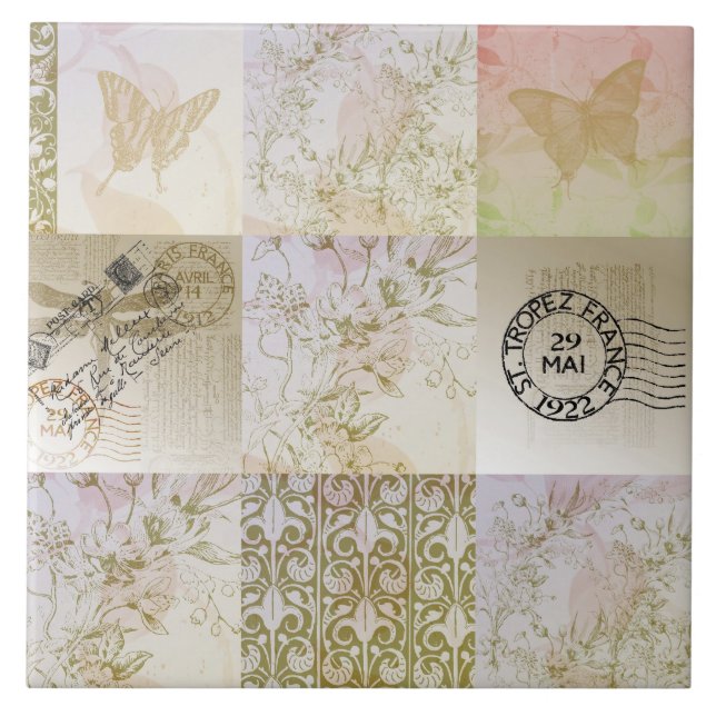 Azulejo De Cerámica Remiendo dulce del oro (Frente)