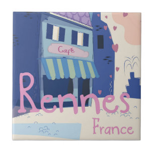 Azulejo De Cerámica Rennes Francia caricatura vintage