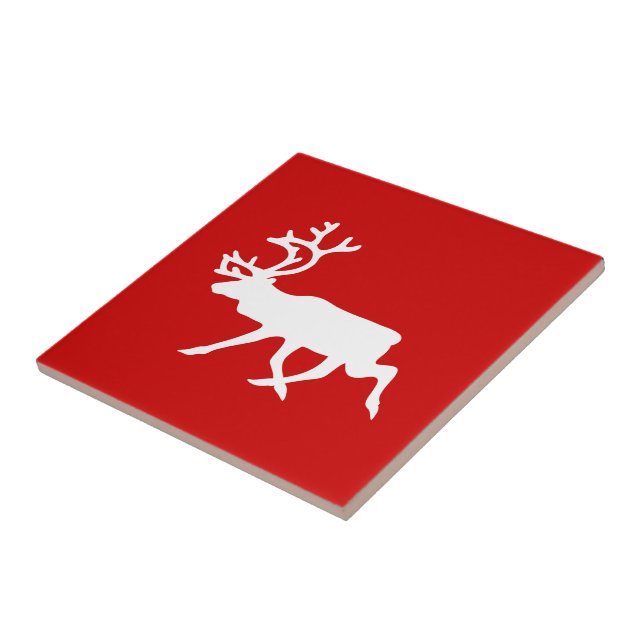 Azulejo De Cerámica Reno blanco / Silhouette Caribou (Lado)