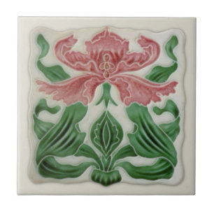 Azulejo De Cerámica Repro English Art Nouveau H.A.Ollivant Tile c.1900