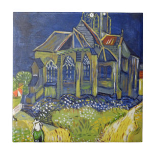 Azulejo De Cerámica reproducción de arte de Van Gogh, La Iglesia en Au