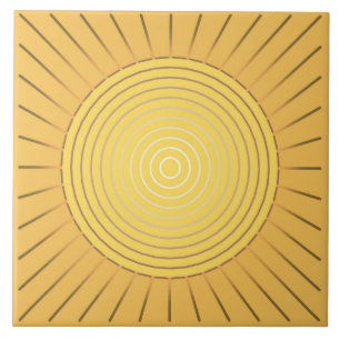 Azulejo De Cerámica Resplandor solar geométrico moderno - oro/amarillo