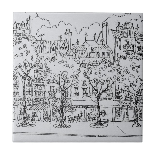 Azulejo De Cerámica Restaurante Boulevard Montparnasse| París, Francia (Frente)