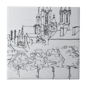 Azulejo De Cerámica Resumen de la Ciudad   Nantes, Francia