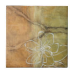 Azulejo De Cerámica Resumen de la pintura de silueta sobre fondo de Ta<br><div class="desc">El fondo de este cuadro de Jennifer Goldberger parece una mesa con una grieta forjada. También hay una silueta abstracta de una flor pintada de blanco que apenas domina el fondo marrón.</div>