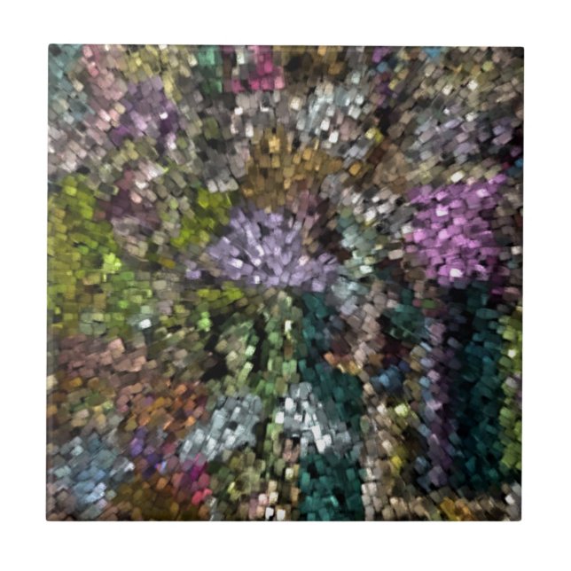 Azulejo De Cerámica Resumen digital multicolor (Frente)