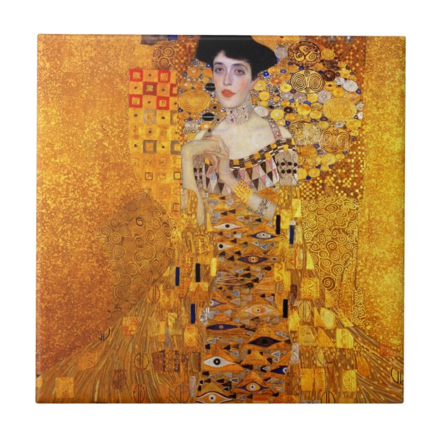 Azulejo De Cerámica Retrato de Adela Bloch-Bauer de Gustavo Klimt (Frente)