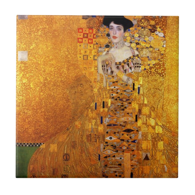 Azulejo De Cerámica Retrato de Adele Bloch-Bauer por Gustav Klimt (Frente)