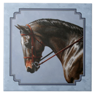 Azulejo De Cerámica Retrato de Caballo de Brown Bay Oldenburg