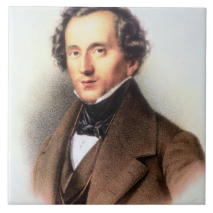 Azulejo De Cerámica Retrato de Felix Mendelssohn (1809-47) (litho)