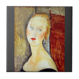 Azulejo De Cerámica retrato de Germana Survage de Amedeo Modigliani