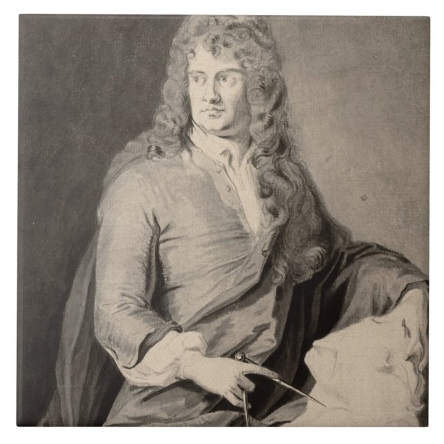 Azulejo De Cerámica Retrato de Grinling Gibbons (1648-1721) (w/c en p (Frente)