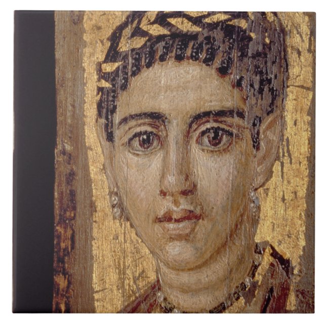 Azulejo De Cerámica Retrato de la momia de una mujer, de Fayum, (Frente)