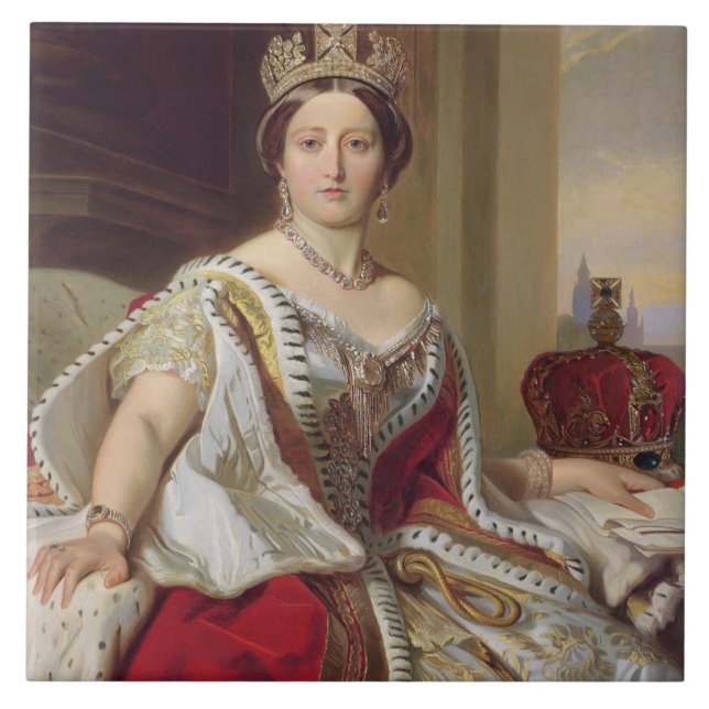 Azulejo De Cerámica Retrato de la reina Victoria (1819-1901) 1859 (Frente)