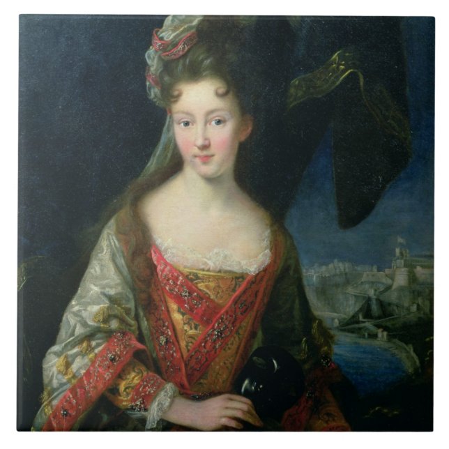 Azulejo De Cerámica Retrato de Louise-Hipólito (1687-1731), princesa (Frente)