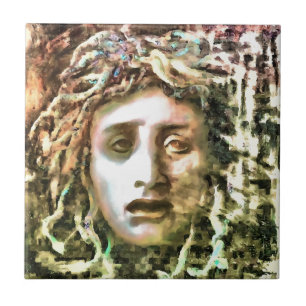 Azulejo De Cerámica Retrato de Medusa de un Gorgón