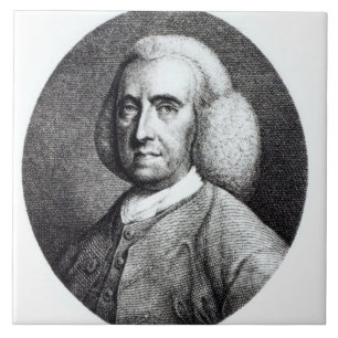Azulejo De Cerámica Retrato de Peter Collinson (1694-1768) (grabado