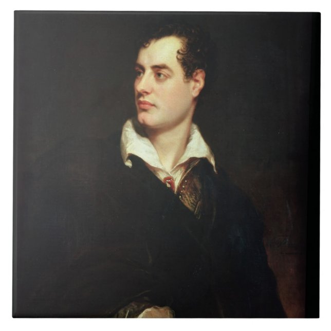 Azulejo De Cerámica Retrato de señor Byron (1788-1824) (aceite en (Frente)