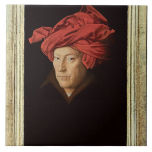 Azulejo De Cerámica Retrato de un hombre, 1433 (aceite en roble)