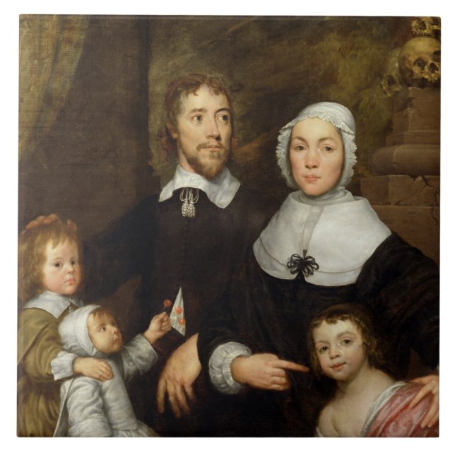 Azulejo De Cerámica Retrato de una familia, probablemente de que de (Frente)