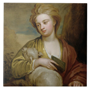 Azulejo De Cerámica Retrato de una mujer como St. Inés,