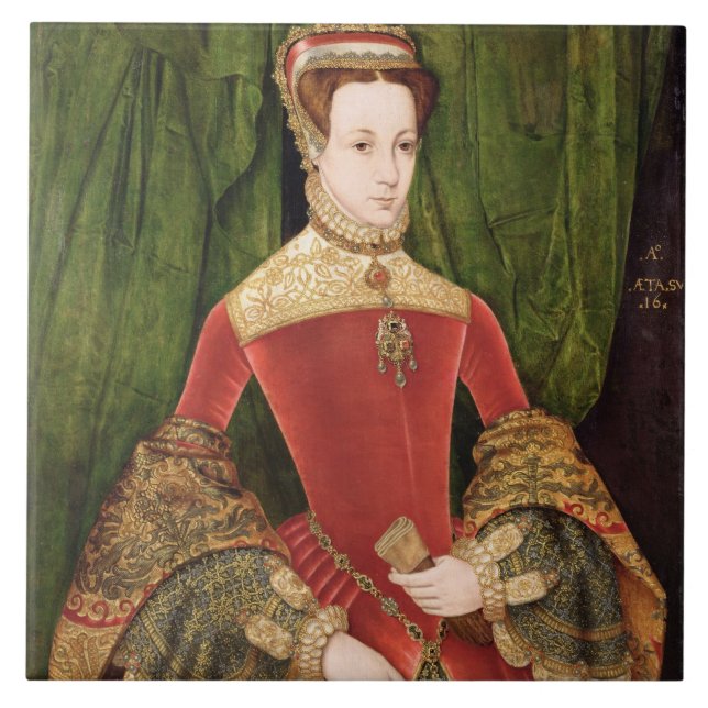 Azulejo De Cerámica Retrato de una mujer, envejecido 16, previamente (Frente)