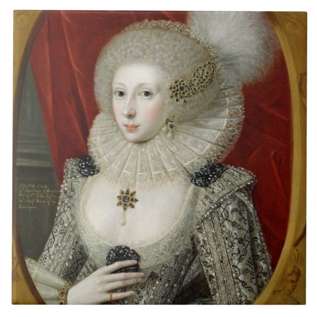 Azulejo De Cerámica Retrato de una mujer, posiblemente algodón de (Frente)
