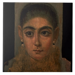 Azulejo De Cerámica Retrato de una mujer que lleva un oro pectoral,