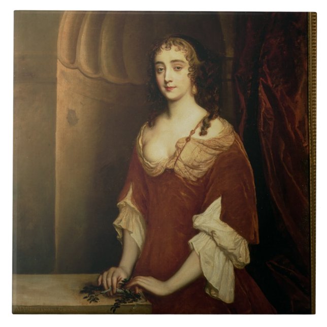 Azulejo De Cerámica Retrato probable de Nell Gwynne (1650-87), mistre (Frente)