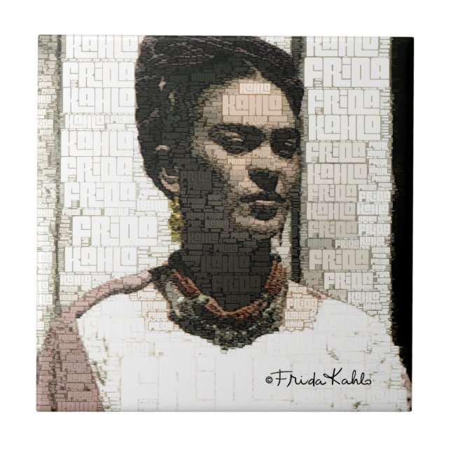 Azulejo De Cerámica Retrato textil de Frida Kahlo (Frente)