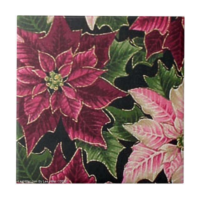 Azulejo De Cerámica Retro 50 Poinsettia Borgoña Rosa (Frente)