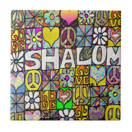 Azulejo De Cerámica Retro 60 Psicodelic Shalom LOVE Cerámica Tile