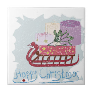 Azulejo De Cerámica Retro. Feliz Navidad!