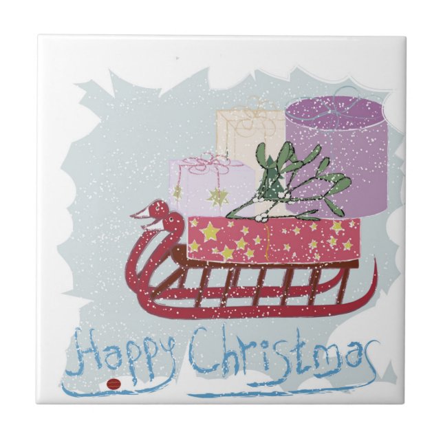 Azulejo De Cerámica Retro. Feliz Navidad! (Frente)