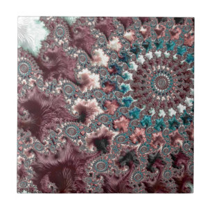 Azulejo De Cerámica Retro Groovy Ecléctico Bohemio Espiral Fractal