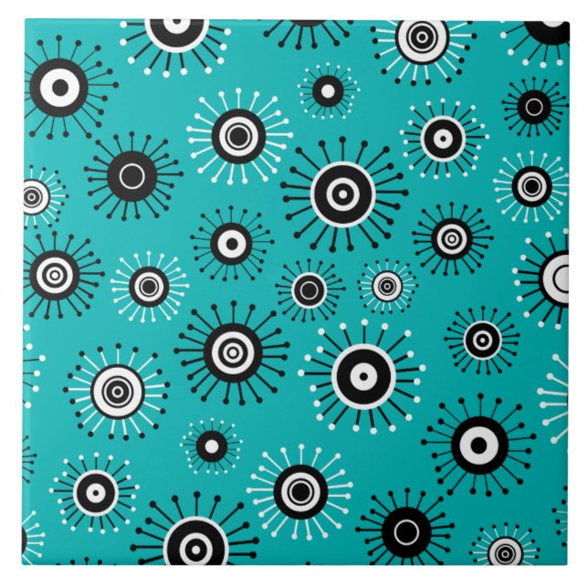 Azulejo De Cerámica Retro Mod Starburst (Frente)