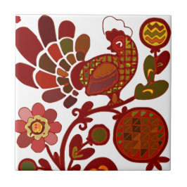 Azulejo De Cerámica Retro Rooster 60s Estilo Mod Naranja e impresión r
