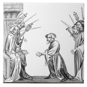 Azulejo De Cerámica Rey Carlomagno (742-814) que recibe el juramento