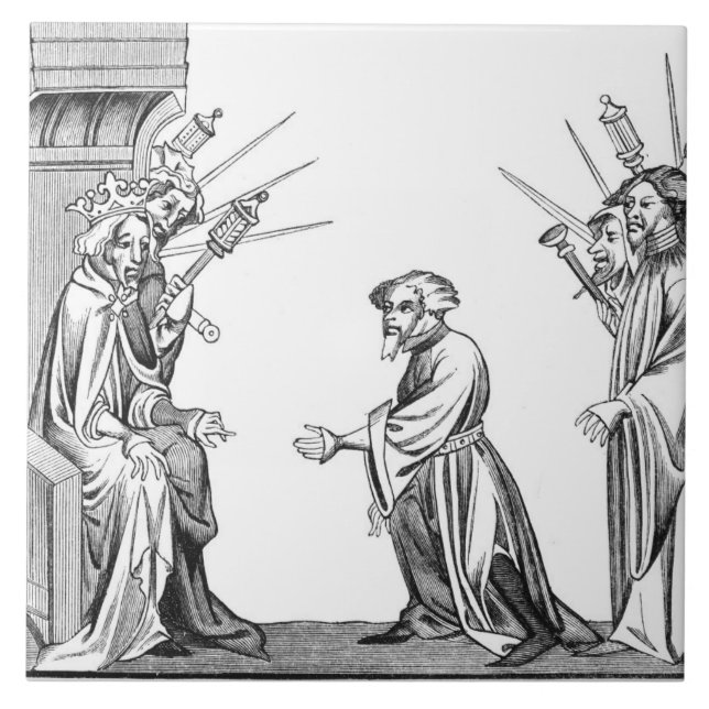 Azulejo De Cerámica Rey Carlomagno (742-814) que recibe el juramento (Frente)