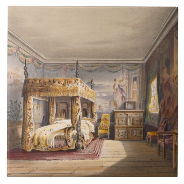 Azulejo De Cerámica Rey Charles Room, casa de Cotehele, c.1830-40, (Frente)