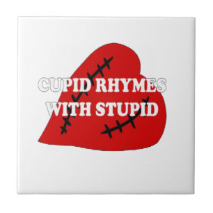 Azulejo De Cerámica Rhymes Cupido Con Estúpido