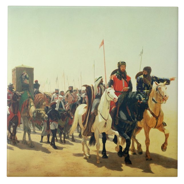 Azulejo De Cerámica Richard Coeur de Lion en su manera a Jerusalén (Frente)