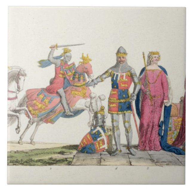 Azulejo De Cerámica Richard el Lionheart, Juan de flaco, Edward III, (Frente)
