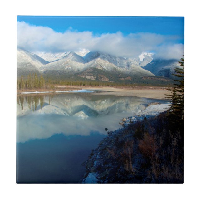 Azulejo De Cerámica Río Athabasca, Parque Nacional Jasper, Alberta (Frente)