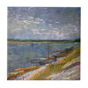 Azulejo De Cerámica Río con botes de remo por Vincent van Gogh