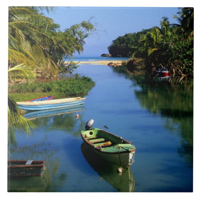 Azulejo De Cerámica Río panorámico cerca de Ocho Ríos en Jamaica (Frente)
