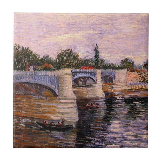 Azulejo De Cerámica Río Van Gogh Seine con Pont del Grande Jette (Frente)