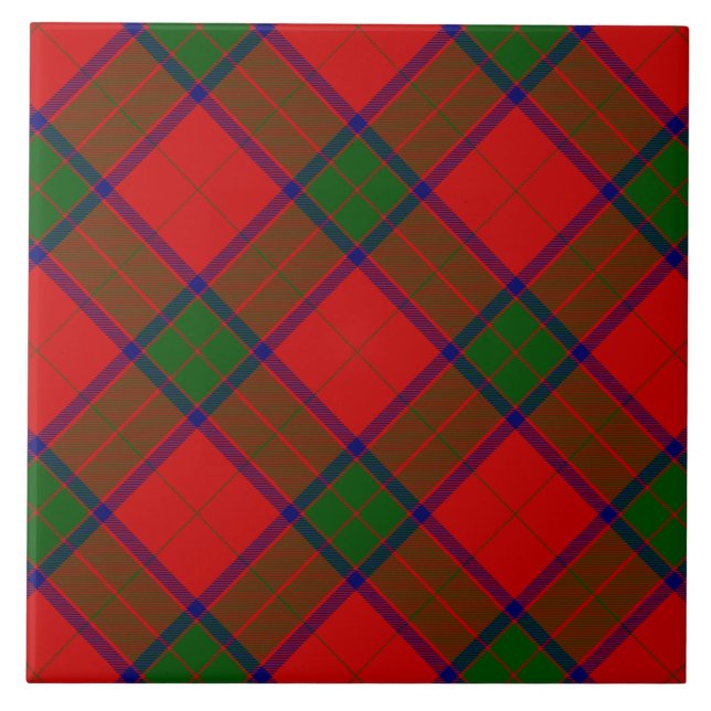 Azulejo De Cerámica Robertson tartan platillo rojo (Frente)